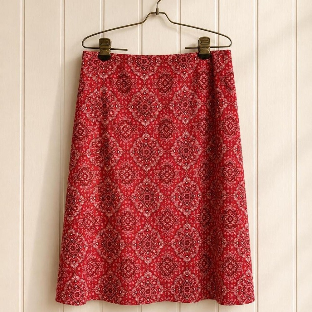 Vintage Red Paisley Bandana Print Skirt